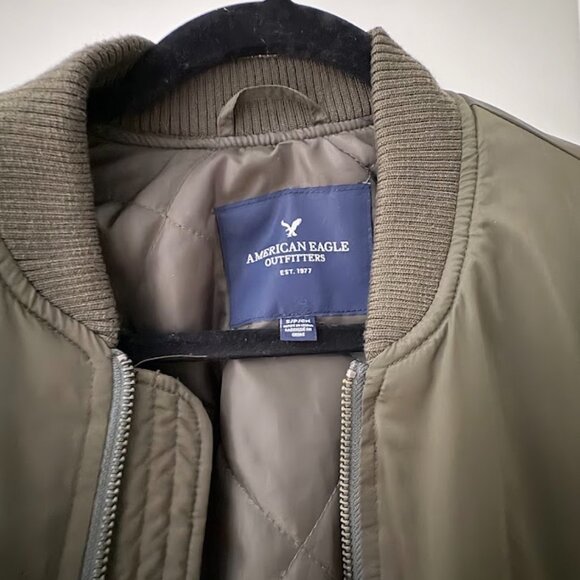 American Eagle Bomber Jacket- Army Green- Size Small - Picture 5 of 10
